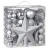 Deuba Kerstboomballen - Set van 77 Kunstof Mat Glanzend - Zilver