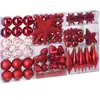 Casaria Deuba Kerstboomballen - Set van 102 Kunststof Ø3-6cm - Mat Glanzend Rood