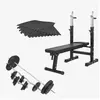 Gorilla Sports Halterbank zwart met 100 kg halterset - Fitnessbank - V...
