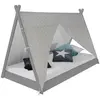 HomeStyle4U Lit Tipi Enfant 90x200 Tissu Gris Toil