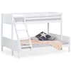 HOMESTYLE4U Lits superposes 90x200 mezzanine et lit de jeunesse 140x200 bois blanc