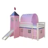 HOMESTYLE4U Lit mezzanine pour enfants 90 x 200 cm blanc avec rideau r...