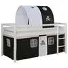 Lit Mezzanine - Pirates - Sommier Inclus - Bois - Noir - 90x200 cm