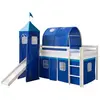 Lit toboggan avec tour - HOMESTYLE4U - 2567 - Bois de pin - Bleu - Enf...