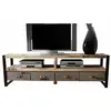 Massivmoebel24 Meuble TV 196x40cm - Bois massif de manguier brut - Fer et bois imprimé - FACTORY #130