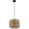 Lindby - Hanglamp - 1licht - Bamboe, staal - H: 29.5 cm - E27 - natuurlijk bamboe, zwart