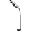 Lindby - vloerlamp - 5lichts - Staal - H: 198 cm - E14 - mat zwart, mat nikkel