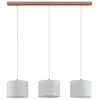 Lindby - Hanglamp - 3lichts - eikenhout, textiel - H: 18 cm - E27 - li...