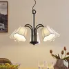 Lucande - Hanglamp - 5lichts - stof, ijzer - E14 - zilvergrijs, zwart