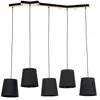 Lucande - Hanglamp - 5lichts - ijzer, textiel, eikenhout - E27 - zwart...