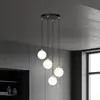 Euluna - hanglamp - 4lichts - Staal, glas - E14 - zwart, wit opaal