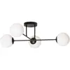 Euluna - plafondlamp - 4lichts - Staal, glas - H: 26 cm - E14 - zwart,...