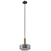 Lindby - hanglamp - 1licht - Glas, ijzer - E27 - rookgrijs, messing