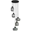 Lindby - hanglamp - 5lichts - Glas, ijzer - E27 - rookgrijs, zandzwart