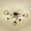 Lindby - plafondlamp - 6lichts - Ijzer, glas - H: 25 cm - E14 - zwart,...