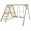 Balançoire double bois WICKEY Smart Hike bleu avec module d’escalade e...
