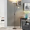 LINDBY Led Lampadaire à intensité variable 'Yveta' en verre pour salon & salle à manger