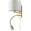 LAMPENWELT Lindby - Wandlamp - 2lichts - Stof, metaal - H: 23.5 cm - E14 - wit, mat messing