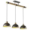 Lindby - hanglamp - 3lichts - Ijzer, hout - E27 - grijs, licht hout