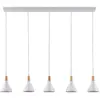 Lindby - hanglamp - 5lichts - Metaal, hout - E14 - wit, licht hout