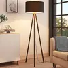 Lindby - vloerlamp hout- Driepoot - - 1licht - rubberboomhout, textiel...