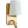 Lindby - Wandlamp - 1licht - stof, metaal - H: 30.8 cm - wit, oud-mess...