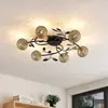 Lucande - plafondlamp - 6lichts - ijzer - H: 13 cm - G9 - zwart, goud