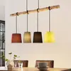 Lindby - Hanglamp - 4lichts - Textiel, hout - E27 - rood, grijs, zwart...