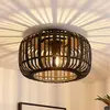 Lindby - plafondlamp hout - 1licht - Hout, metaal - H: 24 cm - E27 - zwart