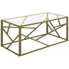 Table Basse Rectangulaire avec Plateau en Verre et Cadre en Métal Doré au Style Moderne et Glamour Beliani