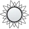 BELIANI Miroir Mural Moderne Rond avec Cadre en Rotin Forme de Soleil ø 61 cm Noir Aroek