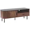 BELIANI Meuble TV effet bois foncé / noir JOSE