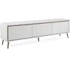 Calicosy Meuble TV - ARONA - Blanc / Chêne artisan - 3 abbatants - 175 x 50 x 38 cm
