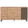 Finori Buffet 3 Portes Et 4 Tiroirs Effet Bois - L160 X H85 Cm