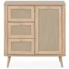 Commode - KUTA 01A - 1 porte - 3 tiroirs - Chêne sonoma / Osier Palu -  80,9 x 84 x 40 cm