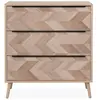 CALICOSY Commode 3 tiroirs effet bois et chevron - L80 x H87 cm - 80 cm X 38,5 cm X 87 cm - TORUN Bois Clair