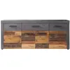 TRENDTEAM Buffet bas INDY 4 Portes et 1 Tiroir - Mélaminé bois vieilli et gris mat - L 178 x P 40 x H 77 cm