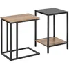 SoBuy Tables Basse Empilables FBT99-F - Lot de 2 - en Bois et Verre Tr...