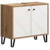 Meuble sous lavabo - Décor blanc et chêne - L69 xH 61 x P32 cm - TOUCH