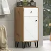 Touch armoire de salle de bain mat blanc, chêne décor.