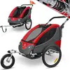 KESSER® Remorque Vélo pour 2 Enfants Cruiser - Poussette ceinture de sécurité 5 Points 360° roues Jogger Max. 40kg Rouge