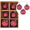 BELIANI Lot de 6 Boules de Sapin de Noël Suspension Fait Main en Verre Rouge Argentin