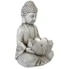 BELIANI Figurine Décorative en MgO Forme de Boudha Intérieur Extérieur Accessoire de Jardin Grise Montcel