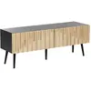 BELIANI Meuble tv Moderne Rangement Pieds en Fer Cadre mdf Porte en Bois Clair Dalcross