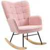HOMCOM - Schommelstoel - met Fleece Look - Armleuningen - Roze
