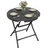 Outsunny Gartentisch Stahl, HDPE Dunkelgrau