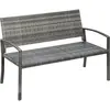 Outsunny Polyrotan tuinbank 2-zits parkbank bank staal zwart 867-022