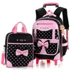 LARGEIGHT Sac Dos Roulettes pour Filles - Cartable Roulettes avec Sac Main avec Nud Papillon pour Enfants couleurs multiples CARTABLE