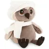 Orange Toys knuffel uil met witte muts en sjaal - pluche speelgoed.