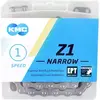Chaîne KMC Z1 étroite 1/2 x 3/32 pouce 112S argent pour vélo adulte